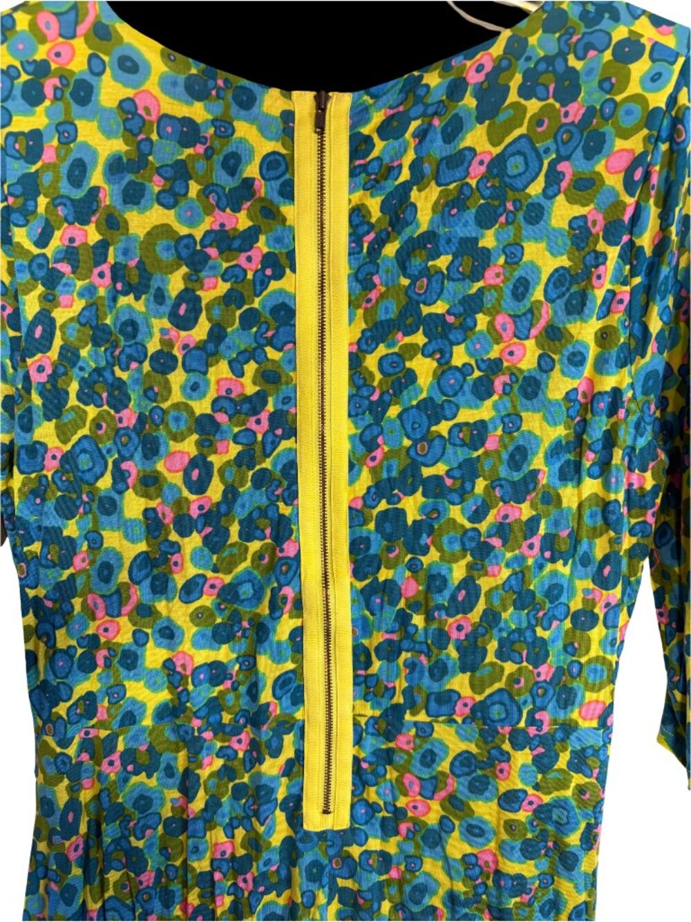 Boden Sophia Floral Jersey Sheath Dress Women Yellow Blue Pink 3/4 Sleeve US 12L - Picture 8 of 9